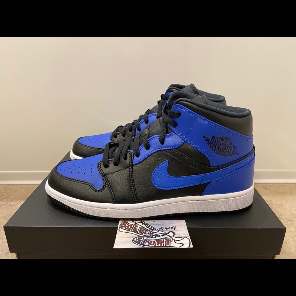 NEW Nike Air Jordan 1 Retro Mid Royal Blue Black - Picture 2 of 11